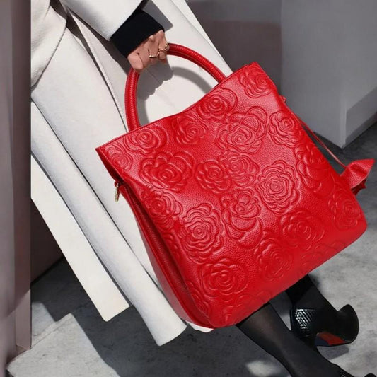 Wine Red Genuine Leather Crossbody Bag - Retro Cowhide Purse for Women - Stylish Shoulder Handbag - Elegant Travel Bag - Gift for Her