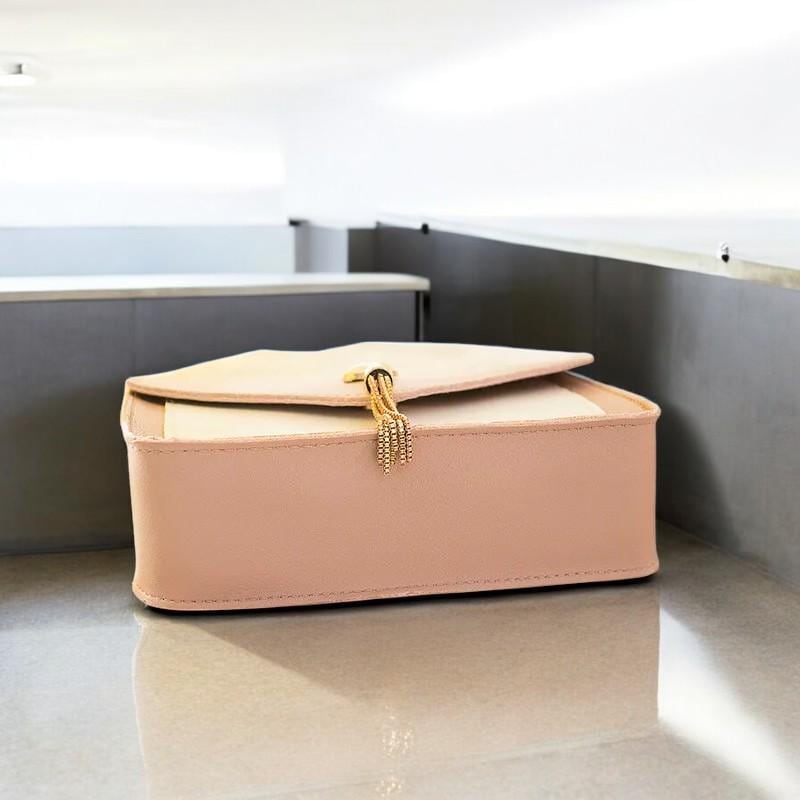 Small Crossbody Bags for Women - Pink Purse with Cat Lock, Casual Chain Shoulder Bags, Trendy PU Leather Purse for Daily Use