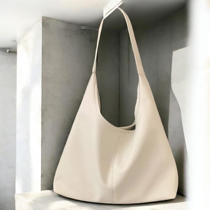 Everyday Soft Leather Tote Bag | Vegan Shoulder Bag for Women | High-Capacity Shopping Purse with Solid Color Design