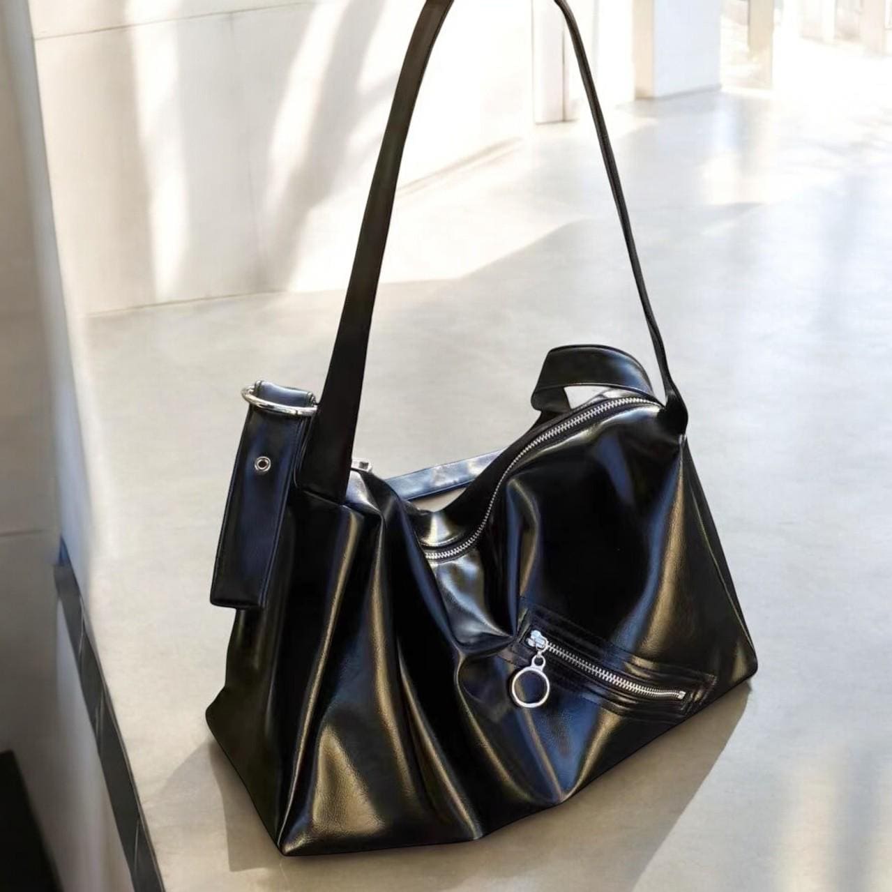 Vegan Leather Punk Y2K Shoulder Bag | Fashion Vegan Leather Shoulder Handbag | Trendy Punk Handbag for Women | Hot Girls' Aesthetic Bag
