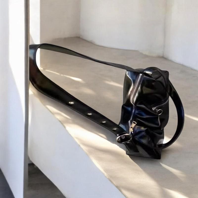 Vegan Leather Punk Y2K Shoulder Bag | Fashion Vegan Leather Shoulder Handbag | Trendy Punk Handbag for Women | Hot Girls' Aesthetic Bag