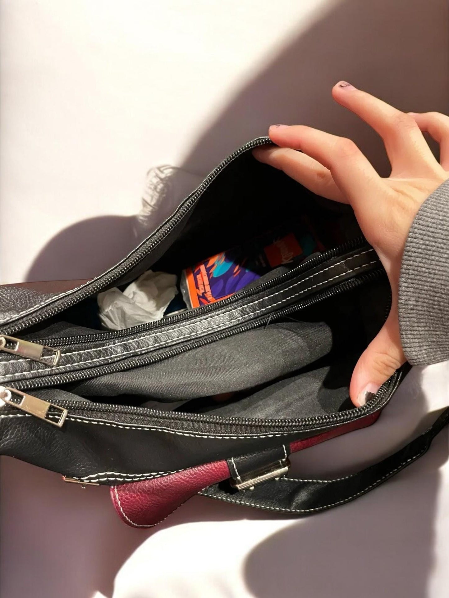 Vegan Leather Punk Y2K Vintage Grunge Crossbody Bag | Retro Y2K Shoulder Bag for Women | Moto Biker Aesthetic Leather Messenger Bag Female