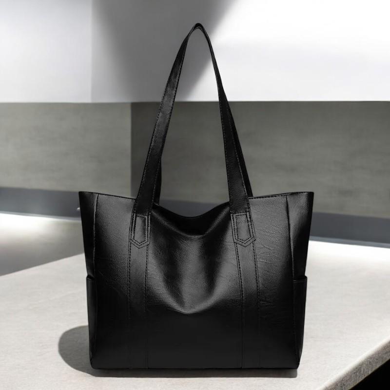 Women's Large Capacity Tote Shoulder Handbag - PU Leather Shoulder Bag, Fashion Handbag, Travel Purse, Solid Color Zipper Tote for Women