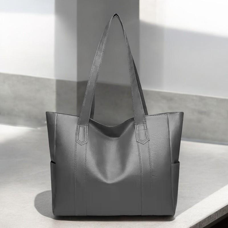 Women's Large Capacity Tote Shoulder Handbag - PU Leather Shoulder Bag, Fashion Handbag, Travel Purse, Solid Color Zipper Tote for Women
