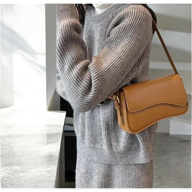 Women's Designer Vintage Shoulder Bag - Small Leather Purse, Women Shoulder Handbag, Fashion Flap Messenger Bag, Feminine Armpit Handbag