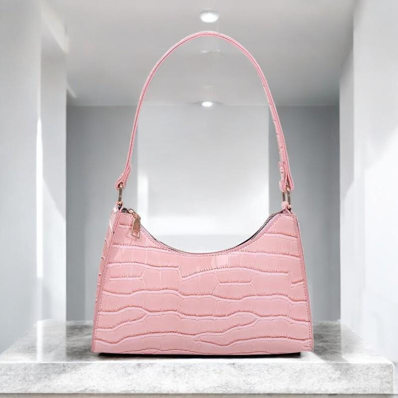 Women's Retro Crocodile Pattern Shoulder Bag - Fashion Chain Handbag, Travel Shoulder Bag, Casual PU Leather Tote, Elegant Solid Color Purse