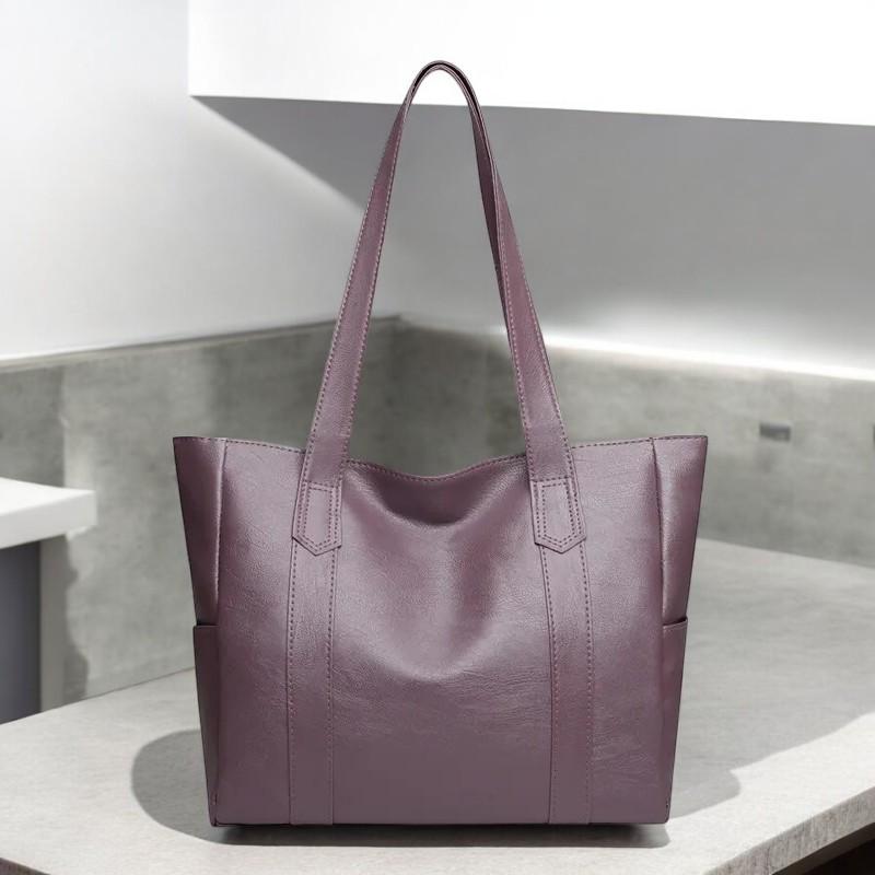 Women's Large Capacity Tote Shoulder Handbag - PU Leather Shoulder Bag, Fashion Handbag, Travel Purse, Solid Color Zipper Tote for Women