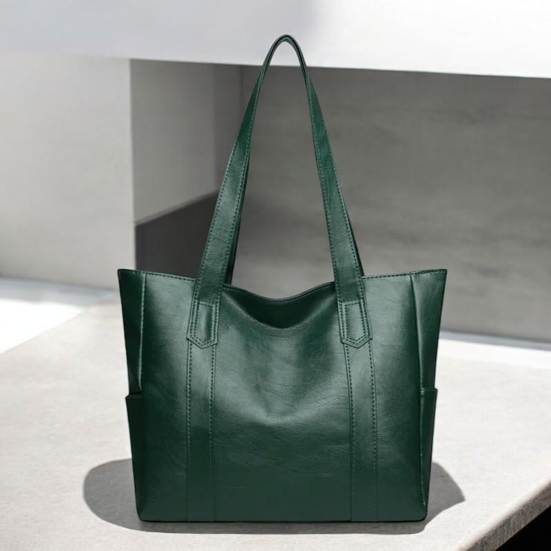 Women's Large Capacity Tote Shoulder Handbag - PU Leather Shoulder Bag, Fashion Handbag, Travel Purse, Solid Color Zipper Tote for Women