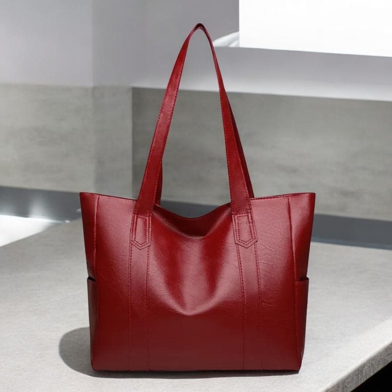 Women's Large Capacity Tote Shoulder Handbag - PU Leather Shoulder Bag, Fashion Handbag, Travel Purse, Solid Color Zipper Tote for Women