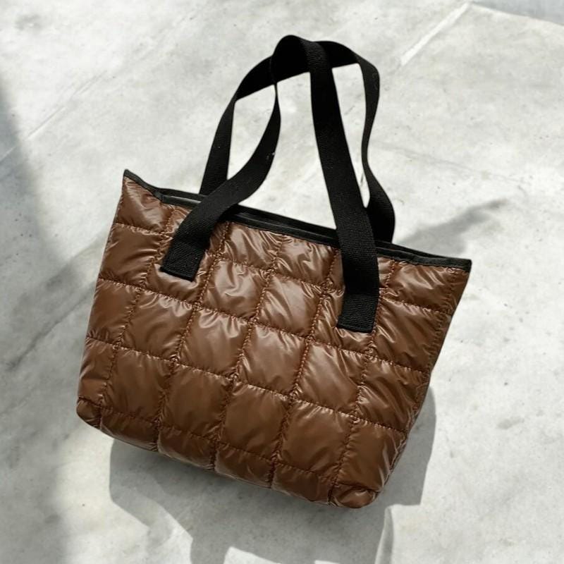 Large Quilted Shoulder Bag - Women's Cotton Handbag, Padded Tote Purse, Luxury Winter Crossbody Bag, Fashion Cotton Handbag, Daily Use