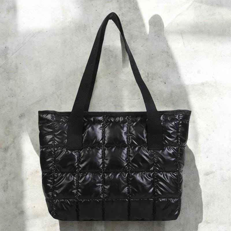 Large Quilted Shoulder Bag - Women's Cotton Handbag, Padded Tote Purse, Luxury Winter Crossbody Bag, Fashion Cotton Handbag, Daily Use
