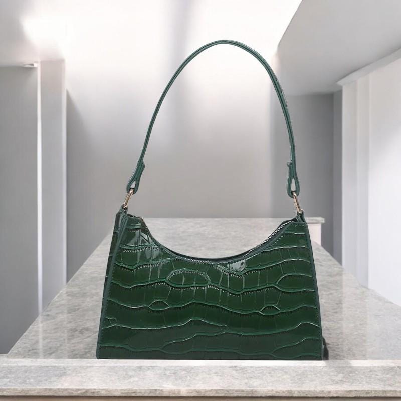 Women's Retro Crocodile Pattern Shoulder Bag - Fashion Chain Handbag, Travel Shoulder Bag, Casual PU Leather Tote, Elegant Solid Color Purse