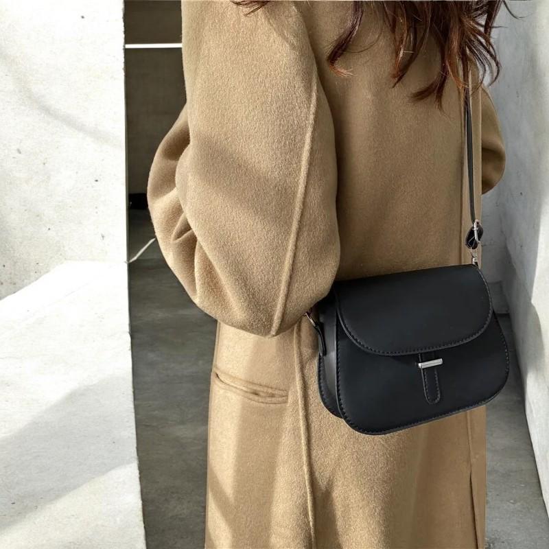PU Leather Saddle Crossbody Bag - Women's Retro Small Handbag, Semicircle Messenger Purse, Trendy Designer Shoulder Tote, Elegant Clutch Bag