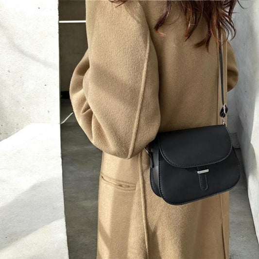 PU Leather Saddle Crossbody Bag - Women's Retro Small Handbag, Semicircle Messenger Purse, Trendy Designer Shoulder Tote, Elegant Clutch Bag