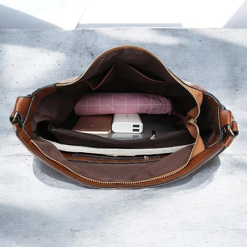 Women's Leather Hobo Bag – Large Capacity Handbag, Fashion Shoulder Tote Purse, Vintage Style Casual Bag for Daily Use, Designer Hand bag
