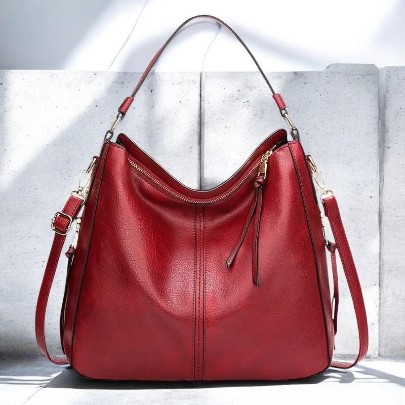 Women's Leather Hobo Bag – Large Capacity Handbag, Fashion Shoulder Tote Purse, Vintage Style Casual Bag for Daily Use, Designer Hand bag