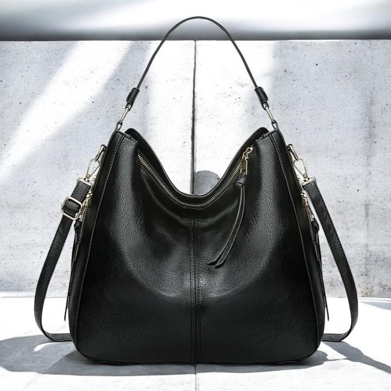 Women's Leather Hobo Bag – Large Capacity Handbag, Fashion Shoulder Tote Purse, Vintage Style Casual Bag for Daily Use, Designer Hand bag