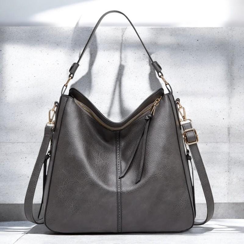Women's Leather Hobo Bag – Large Capacity Handbag, Fashion Shoulder Tote Purse, Vintage Style Casual Bag for Daily Use, Designer Hand bag