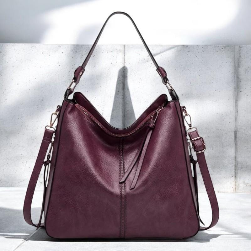 Women's Leather Hobo Bag – Large Capacity Handbag, Fashion Shoulder Tote Purse, Vintage Style Casual Bag for Daily Use, Designer Hand bag