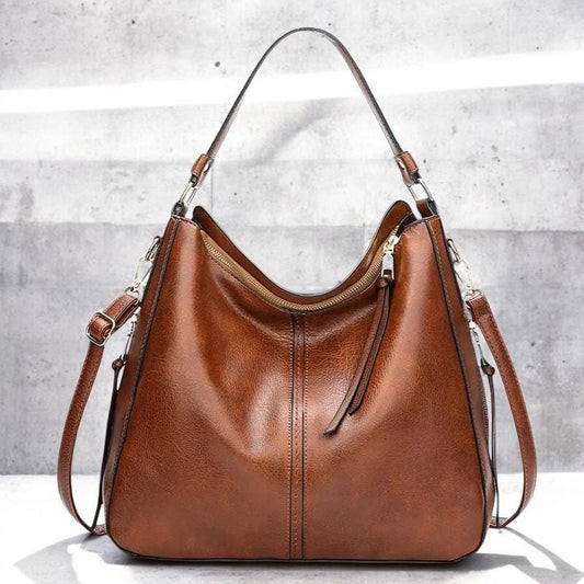 Women's Leather Hobo Bag – Large Capacity Handbag, Fashion Shoulder Tote Purse, Vintage Style Casual Bag for Daily Use, Designer Hand bag