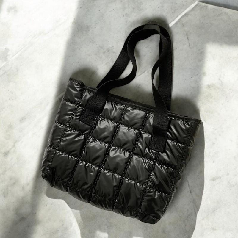 Large Quilted Shoulder Bag - Women's Cotton Handbag, Padded Tote Purse, Luxury Winter Crossbody Bag, Fashion Cotton Handbag, Daily Use