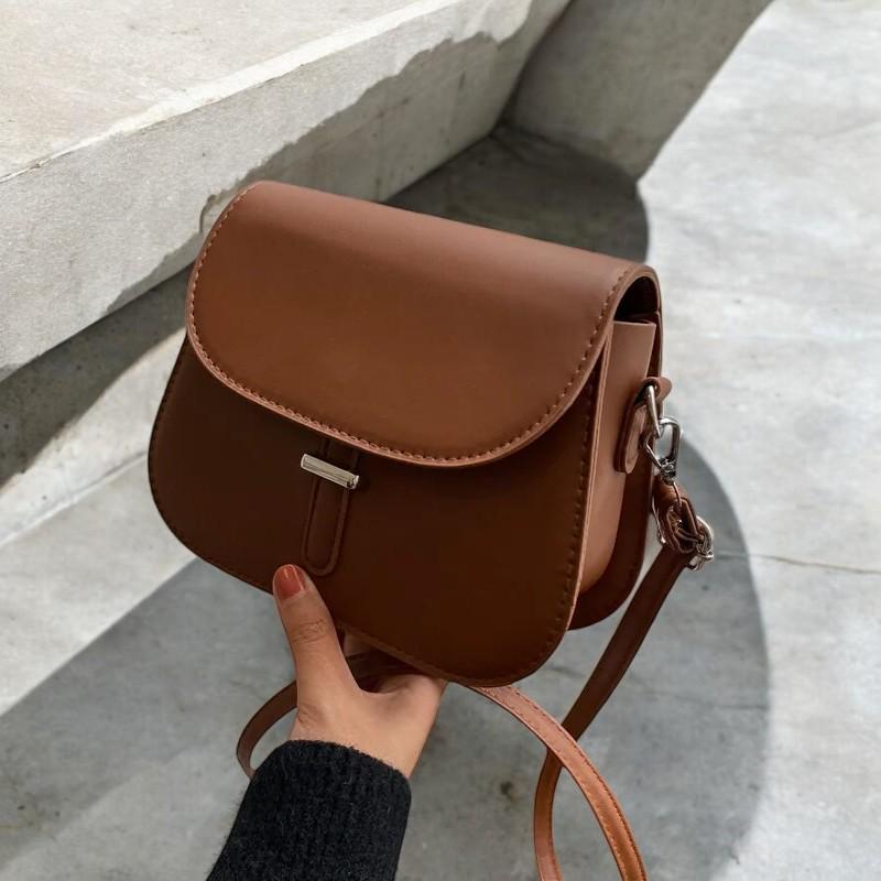 PU Leather Saddle Crossbody Bag - Women's Retro Small Handbag, Semicircle Messenger Purse, Trendy Designer Shoulder Tote, Elegant Clutch Bag