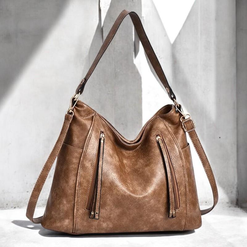 Luxury PU Leather Shoulder Bag - Women’s Large-Capacity Handbag, Vintage Messenger Purse, Fashionable Hobo Tote, Designer Crossbody Bag