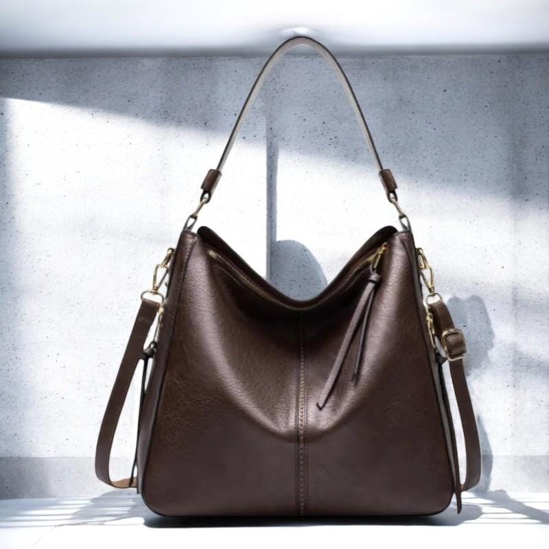 Women's Leather Hobo Bag – Large Capacity Handbag, Fashion Shoulder Tote Purse, Vintage Style Casual Bag for Daily Use, Designer Hand bag
