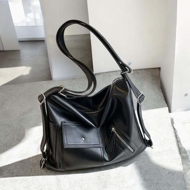 Designer PU Leather Vintage Shoulder Bag | Soft Leather High-Capacity Handbag | Trendy Streetwear Shoulder Crossbody Bag for Women