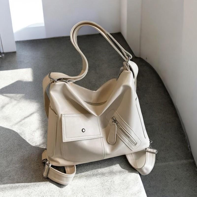 Designer PU Leather Vintage Shoulder Bag | Soft Leather High-Capacity Handbag | Trendy Streetwear Shoulder Crossbody Bag for Women