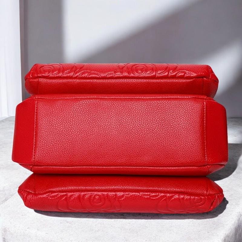 Wine Red Genuine Leather Crossbody Bag - Retro Cowhide Purse for Women - Stylish Shoulder Handbag - Elegant Travel Bag - Gift for Her