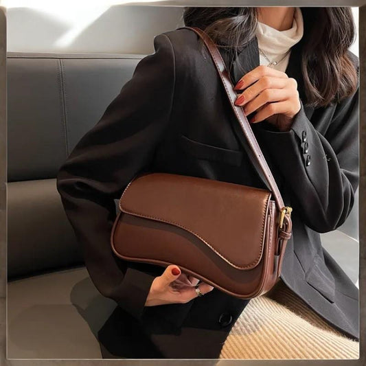 Women's Designer Vintage Shoulder Bag - Small Leather Purse, Women Shoulder Handbag, Fashion Flap Messenger Bag, Feminine Armpit Handbag