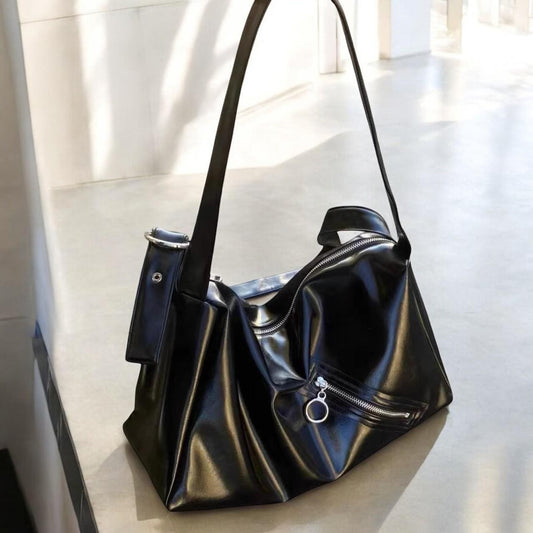 Vegan Leather Punk Y2K Shoulder Bag | Fashion Vegan Leather Shoulder Handbag | Trendy Punk Handbag for Women | Hot Girls' Aesthetic Bag