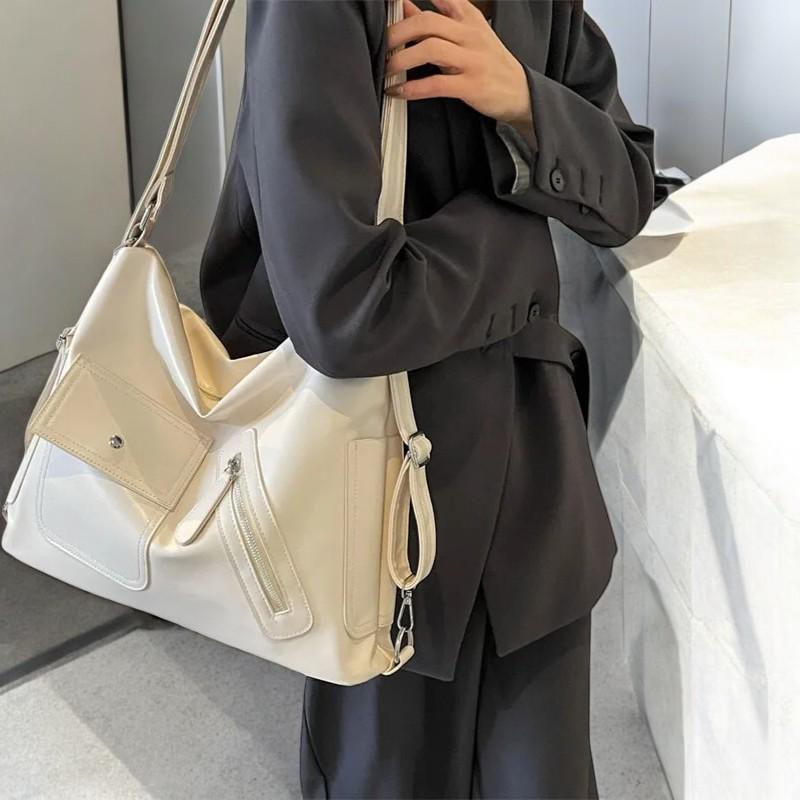 Designer PU Leather Vintage Shoulder Bag | Soft Leather High-Capacity Handbag | Trendy Streetwear Shoulder Crossbody Bag for Women