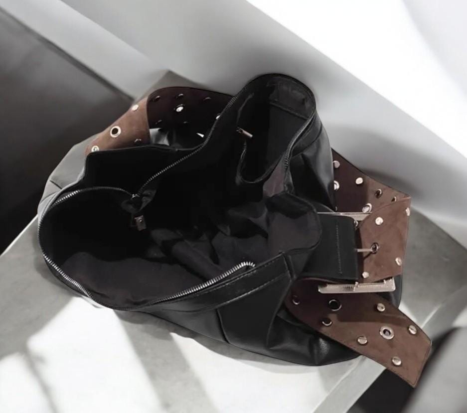 Vegan Leather Punk Y2K Shoulder Bag | Large Capacity Rivet Messenger Bag | Designer Vintage Shoulder Handbag| Urban Crossbody Bag Women