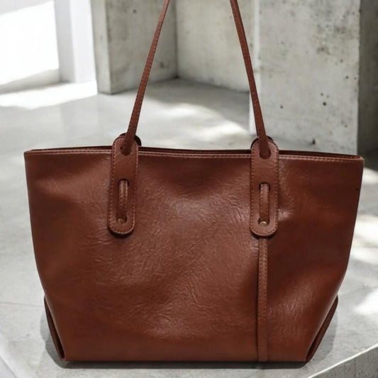 Women's Large Capacity Leather Fashion Tote Bag – Winter Designer Trendy Handbag, Soft Shoulder Hand bag for Office, Feminine Hobo Style
