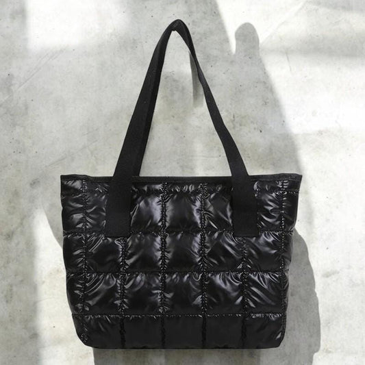 Large Quilted Shoulder Bag - Women's Cotton Handbag, Padded Tote Purse, Luxury Winter Crossbody Bag, Fashion Cotton Handbag, Daily Use