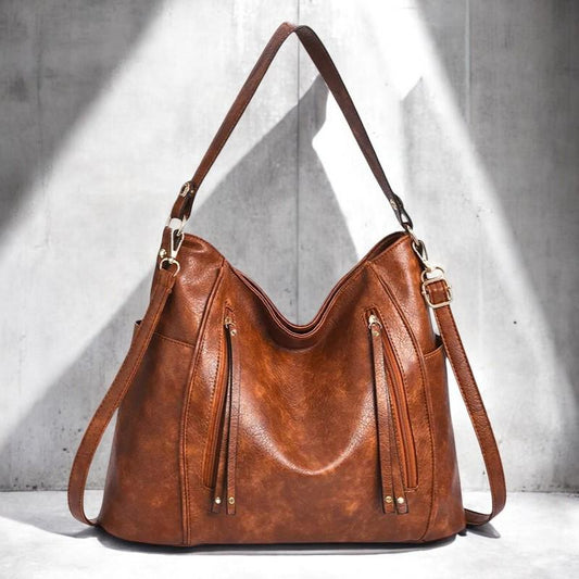 Luxury PU Leather Shoulder Bag - Women’s Large-Capacity Handbag, Vintage Messenger Purse, Fashionable Hobo Tote, Designer Crossbody Bag