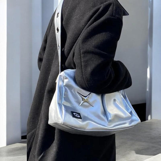 Vegan Leather Y2K Grunge Aesthetic Crossbody Shoulder Bag | Large Capacity Shoulder Handbag | Vintage Casual Messenger Handbag for Women